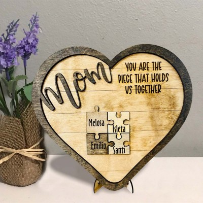 Personalized Mom Puzzles Name Sign From Kids Gift You Are The Piece That Holds Us Together Home Wall Decor For Mother's Day