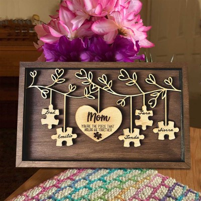 Personalized Mom Puzzle Name Sign Gift From Kids You Are The Piece That Holds Us Together Home Wall Decor For Mother's Day