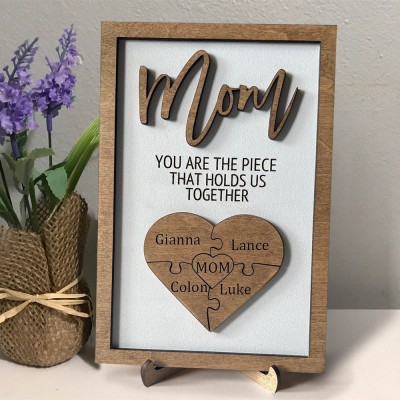 Personalized Mom Puzzle Name Sign Gift From Kids You Are The Piece That Holds Us Together Home Wall Decor For Mother's Day