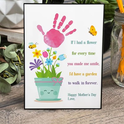 Personalized Mother's Day Garden Printable Kids' DIY Handprint Keepsake From Kids