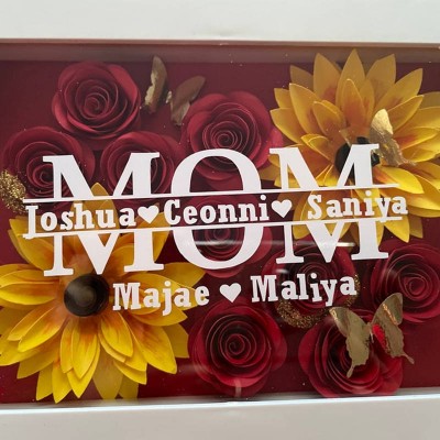 Personalized Mom Flower Shadow Box With Name For Mother's Day