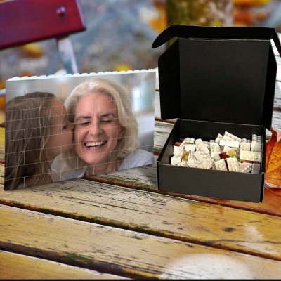 Personalized Photo Block Puzzle Building Brick Family Keepsake Gift For Grandma