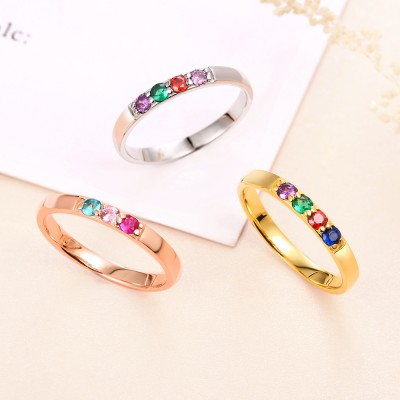 S925 Sterling Silver Personalized Birthstone Ring