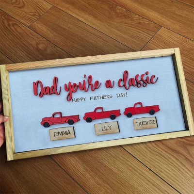 Personalized Trucks Sign With Kids Name For Father's Day