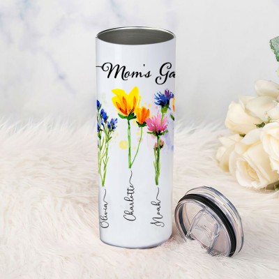 Personalized Grandma's Garden Tumbler With Grandkids Name and Birth Month Flower For Mother's Day