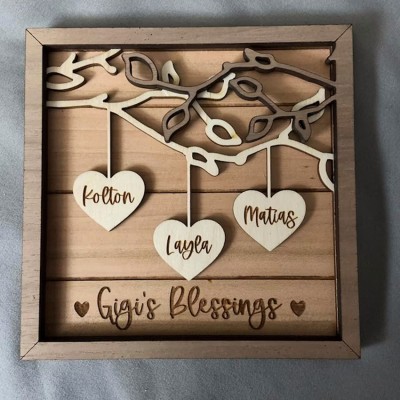 Personalized Family Tree Sign With Name Engraved Home Decor Anniversary Christmas Day Gift Ideas