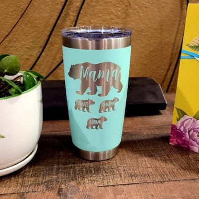 Personalized Mom Tumbler Mama Bear and Cubs For Mother's Day Christmas Birthday