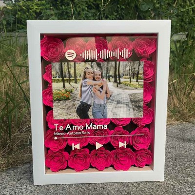 Personalized Spotify Flower Shadow Box With Best Friends Photo For Anniversary Galentine's Day