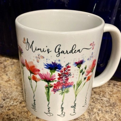 Grandma's Garden Mug Personalized Birth Month Flower With Grandchildren Name Gift Ideas For Nana Gigi Mother's Day