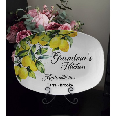 Personalized Grandma's Kitchen Made With Love Platter With Kids Name For Mother's Christmas Day