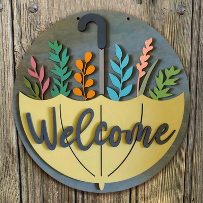 Wooden Hello Summer Door Hanger Farmhouse Decor Entry Way Wall Welcome Sign