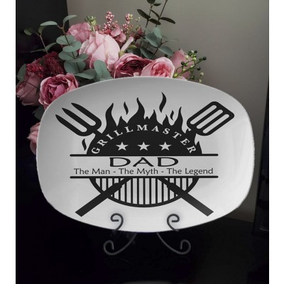 Personalized Dad Grilling Master Platter BBQ Plate For Father's Day