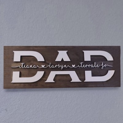 Personalized Dad Wood Sign Plaque With Name Engraving For Birthday Father's Day Christmas