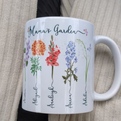 Grandma's Garden Mug Personalized Birth Month Flower With Grandchildren Name Gift Ideas For Nana Gigi Mother's Day