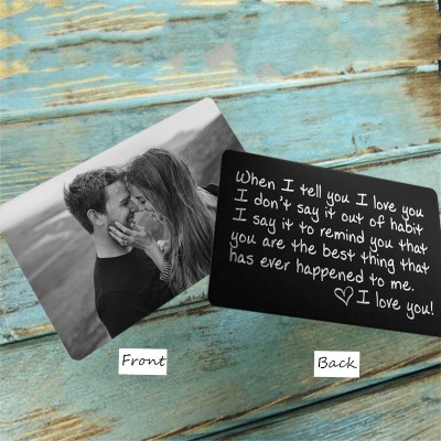 Personalized Message Wallet Card With Photo Love Note Anniversary Gift for Him Her