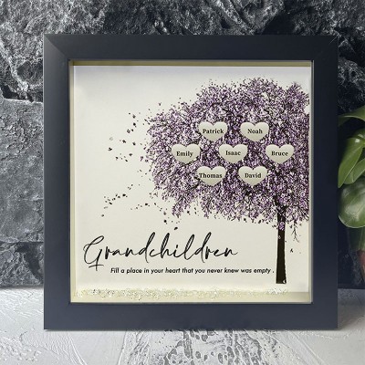 Personalized Family Tree Grandchildren Name Black Frame Home Decor For Grandma