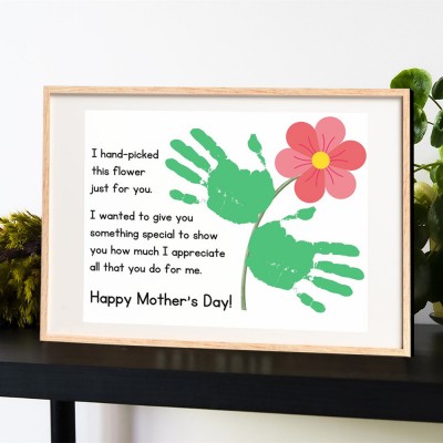 Personalized Mother's Day Flower DIY Handprint Art Craft Sign Gift From Kids For Mom Grandma