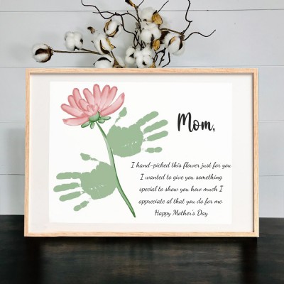 Personalized Mother's Day Flower DIY Handprint Art Craft Sign Gift From Kids For Mom Grandma