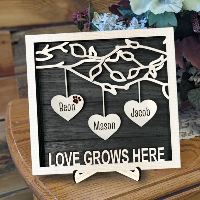 Custom Family Tree Wood Sign With Name For Mother's Day Christmas Gift Ideas