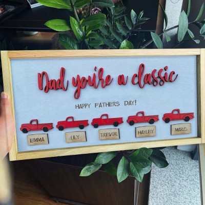 Personalized Trucks Sign With Kids Name For Father's Day