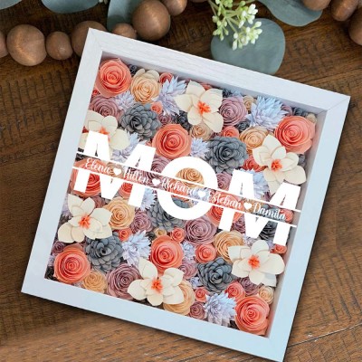 Personalized Mom Flower Shadow Box With Name For Mother's Day Christmas Birthday