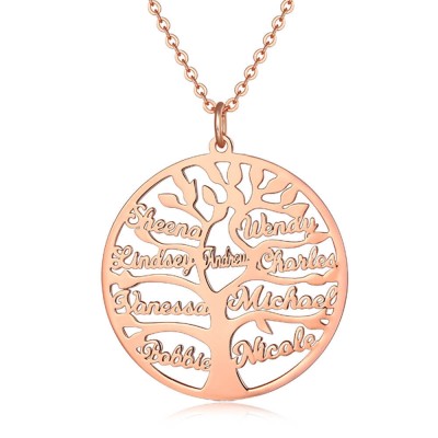 Personalized Family Tree Engraved 1-9 Name Necklace