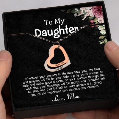 To My Daughter From Mom Personalized Heart Necklaces For Girl