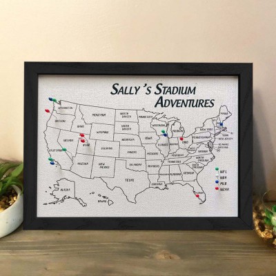 Push Pin USA Travel Map For Couples Custom Anniversary Gifts Home Wall Decor