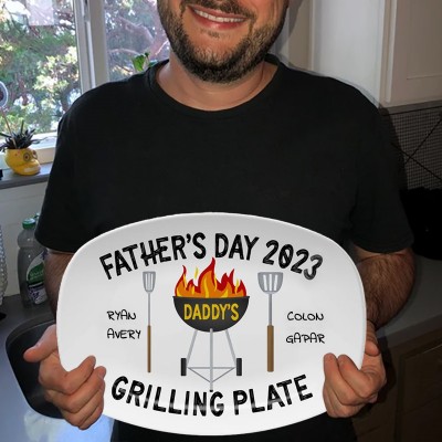 Personalized Barbecue Platter With Names For Father's Day Dad The Grill Master