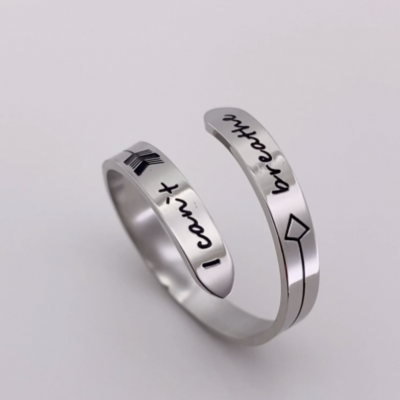 S925 Sterling Silver Adjustable Engraving Ring Encouragement Gift