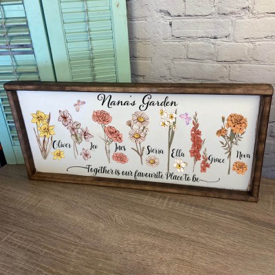 Custom Grandma's Garden Frame With Grandkids Name and Birth Month Flower For Mother's Day