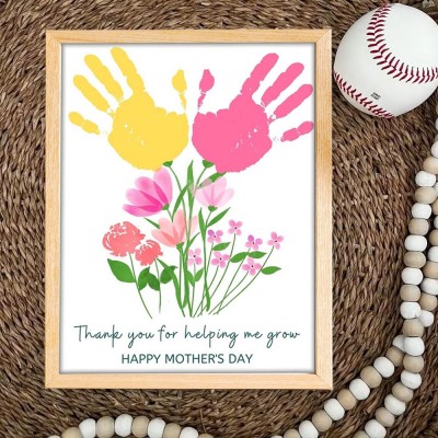 Personalized Mother's Day Flower DIY Handprint Art Craft Sign Gift From Kids For Mom Grandma