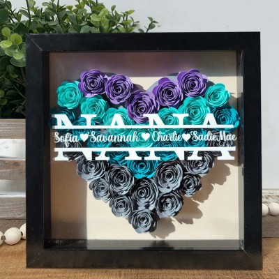 Personalized Mama Flower Shadow Box With Name For Mother's Day Christmas Birthday