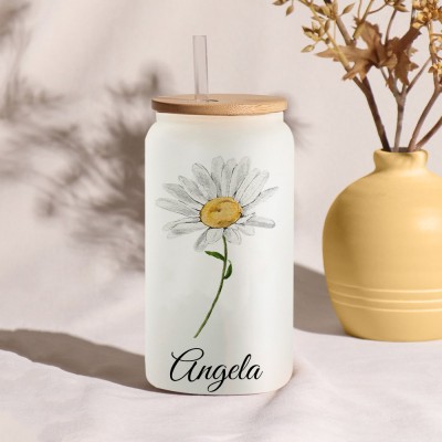 Personalized Birth Month Flower Tumbler For Her and Bridesmaid Bachelorette Party Gift