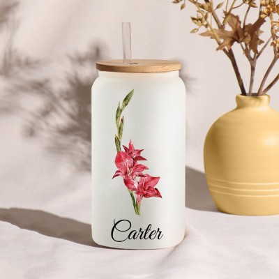 Personalized Birth Month Flower Tumbler For Her and Bridesmaid Bachelorette Party Gift