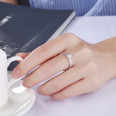 S925 Silver Dazzling Love Engagement Wedding Ring