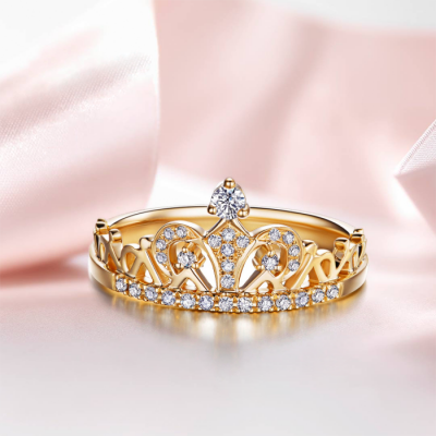 Exquisite Crown S925 Silver Engagement Wedding Ring