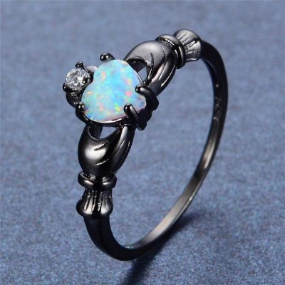 Stunning One-of-a-kind Opal Heart rings