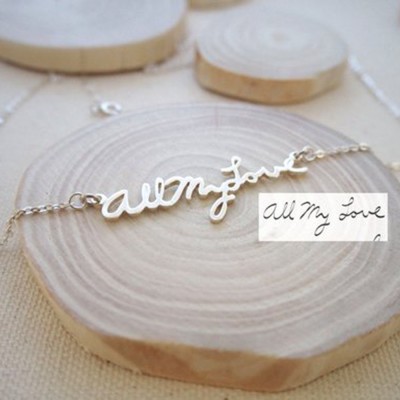 S925 Silver Personalized Handwriting Necklace