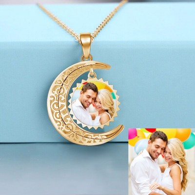 Personalized Photo Necklace Sun & Moon