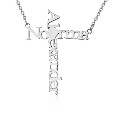 Cross Two Name Necklace