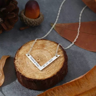 Engraved Bar Necklace Couple Name Engraving Necklace Gifts Hot