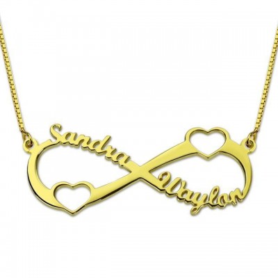 Double Heart Infinity Names Necklace