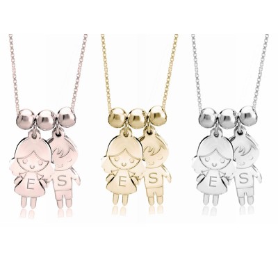 Engraved Children Pendant Necklace 1-5 Charms Optional