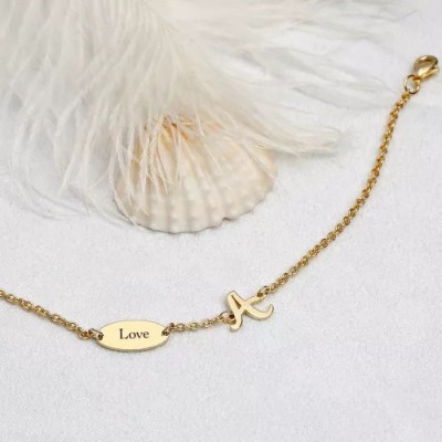 Initial Name Bracelet 14k Gold Plated