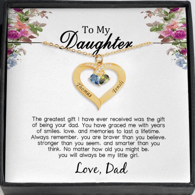 Personalized To My Daughter Heart Necklace From Dad For Little Girl