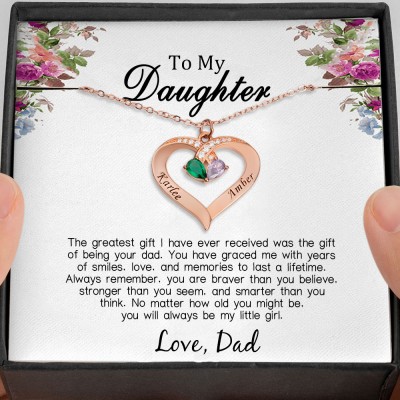 Personalized To My Daughter Heart Necklace From Dad For Little Girl