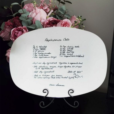 Personalized Handwritten Family Recipe Platter For Mom Grandma