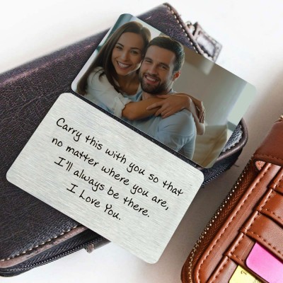 Personalized Metal Wallet Photo Card Love Note Anniversary Valentine's Day