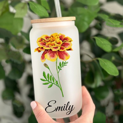 Personalized Birth Flower Tumbler For Her and Bridesmaid Bachelorette Party Gift